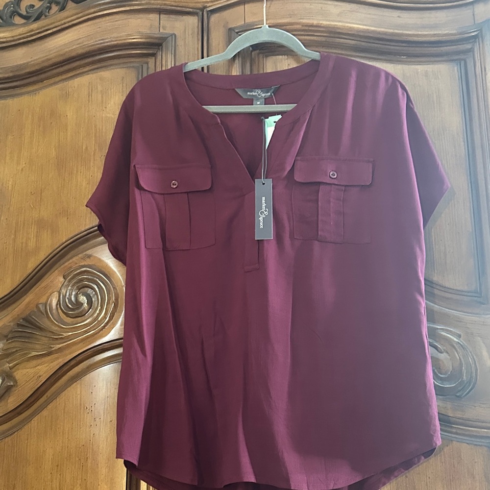 NEW Market & Spruce Burgundy Blouse size Medium